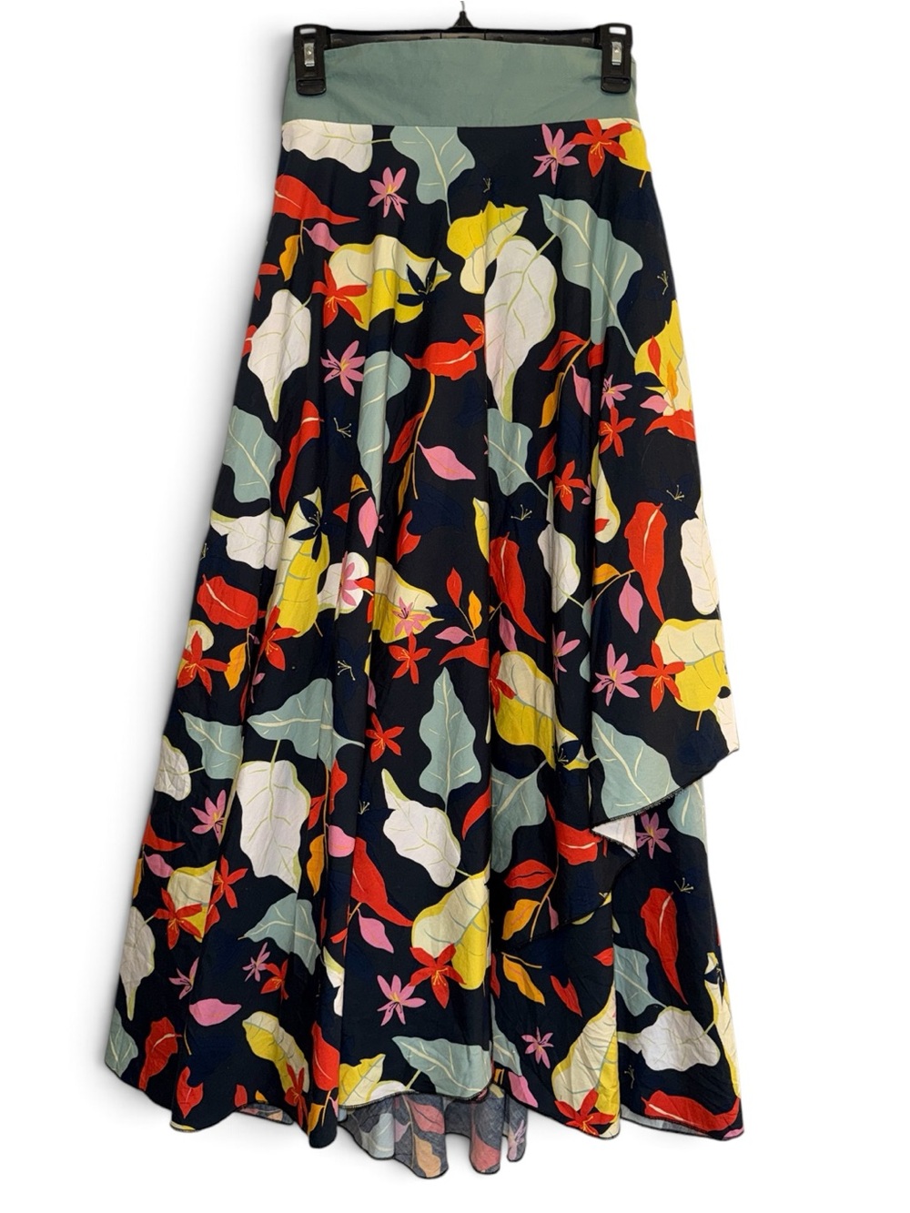 Bohemian Resort Chic Long Wrap Skirt Size S Big Floral Print Artsy Cottagecore